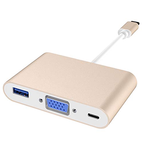 Adaptateur USB C vers VGA, concentrateur USB-C multiport Cuxnoo avec Charge Rapide de Type C PD 60 W et USB 3.0 pour iPad Pro USB-C Thunderbolt 3, MacBook Pro, Retina, Air et Plus