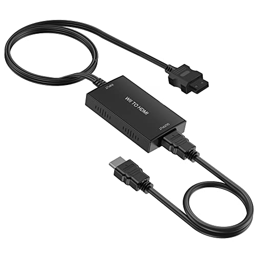 AIFHDAUF Adaptateur Wii vers HDMI - Convertisseur audio vidéo Wii vers Hdmi avec sortie 3,5 mm et câble HDMI de 1 m pour Nintendo Wii - Noir