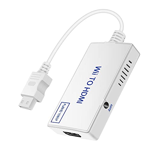 AIFHDAUF Convertisseur Wii vers HDMI Wii vers Hdmi 1080P/720P Full HD avec sortie audio 3,5 mm et câble HDMI 1 m pour Nintendo Wii Blanc ZHQWii02