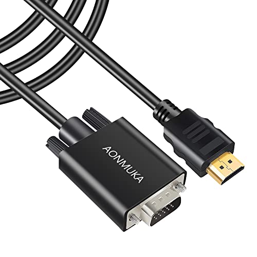 AONMUKA Câble HDMI vers VGA 1.8m 1080P Full HD Support PC, Laptop, DVD, HDTV, Projector, Monitor Etc, Non bidirectionnel