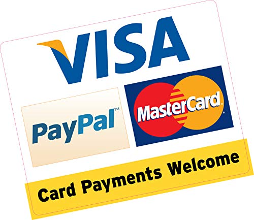 Card Payments Welcome PayPal Visa MasterCard Autocollant en vinyle pour carte de crédit 150 x 120 mm