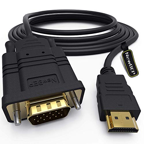 Câble adaptateur HDMI vers VGA, NewBEP 6ft/1,8m plaqué or 1080P HDMI mâle vers VGA mâle Active Video Converter Cord Support Notebook PC DVD Player Laptop TV Projector Monitor Etc
