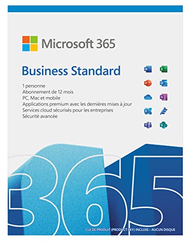 Microsoft 365 Business Standard​ | Office 365 apps | 1 personne | 1 an ​| PC/MAC, tablette et smartphone | Téléchargement