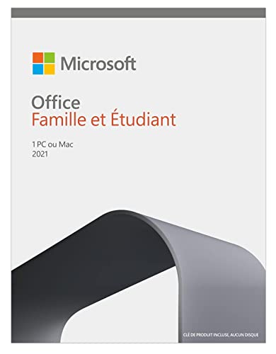 Microsoft Office Famille et Étudiant 2021 | Achat définitif | 1 PC ou MAC | Téléchargement