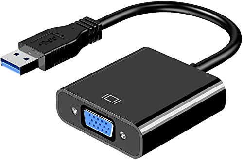 smine Adaptateur USB vers VGA, adaptateur USB 3.0 vers VGA 1080p multi-affichage vidéo convertisseur USB mâle vers VGA femelle pour PC portable Windows 10/8.1/8/7