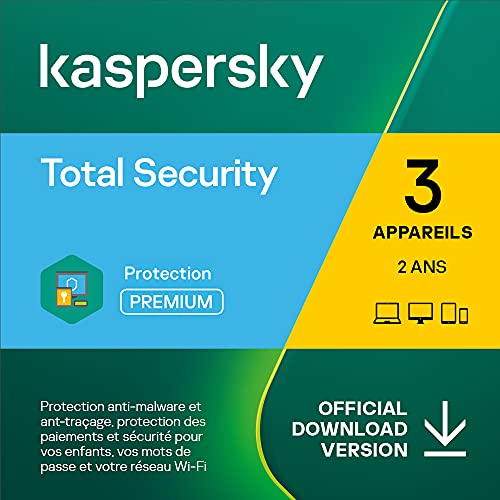 Kaspersky Total Security 2022 | 3 Appareils | 2 Ans | Windows/Mac/Android | Code d’activation – Envoi par Email