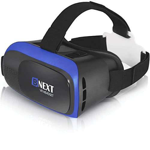 Casque Réalité Virtuelle, Casque VR Compatible avec iPhone/Android – Lancez Les Meilleures Applications/Jeux et Regardez Vos vidéos 3D & 360 avec Un Casque Doux, Confortable et réglable (Bleu)