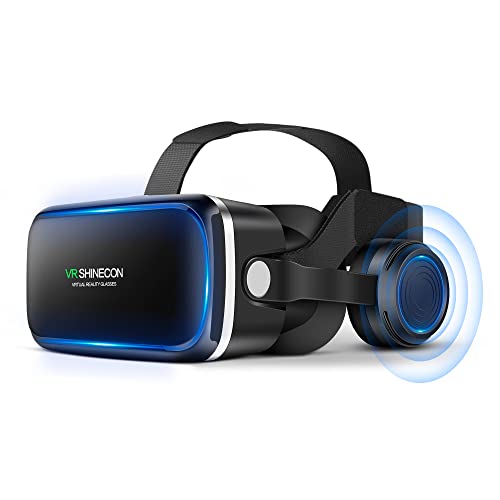 FIYAPOO VR Casque Lunettes avec écouteurs Glasses de réalité virtuelle Casque VR Lunettes pour Films 3D Jeux vidéo Compatible avec Smartphones Android/iPhone de 4,7 à 6,6 Pouces, Cadeaux de Noël