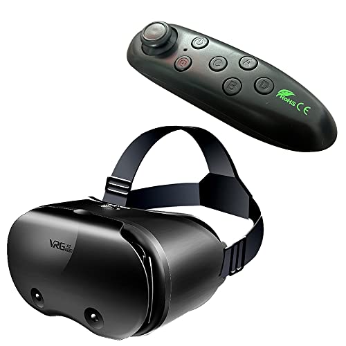 GLRTORE Lunettes de réalité virtuelle compatibles avec Android/iOS, casque de réalité virtuelle avec poignée sans fil, lunettes 3D VR pour jeux immersifs dans les films 3D, pour 5 à 7 pouces