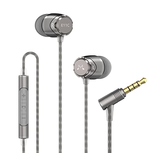 SoundMAGIC E11C Écouteurs Filaires Intra Auriculaires avec Microphone HiFi Stéréo Casques à Isolation Phonique avec Basses Puissantes Câble Anti-enchevêtrement Gris Acier