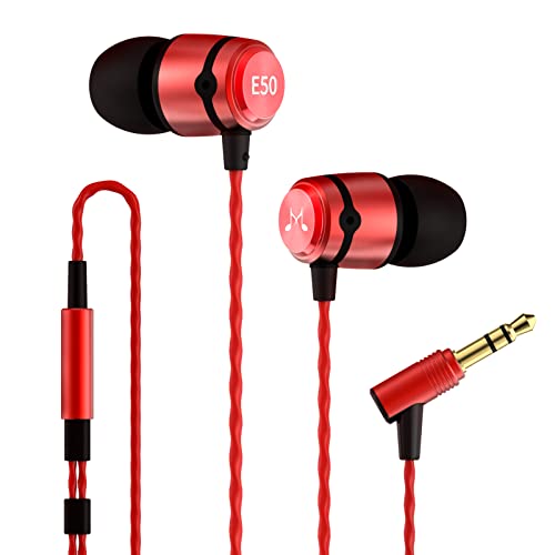 SoundMAGIC E50 Écouteurs filaires Intra-Auriculaires, sans Microphone, Hi-FI, à Isolation phonique, idéal pour contrôle sonore, Port Confortable, Noir et Rouge