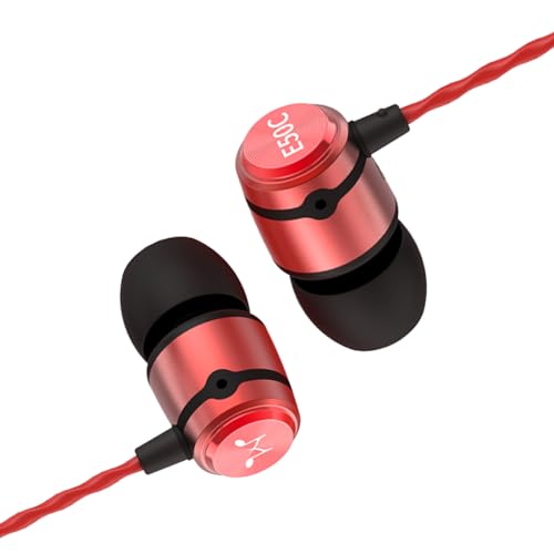SoundMAGIC E50C Ecouteurs Intra-Auriculaires Écouteurs filaires avec Microphone Moniteur HiFi, Isolation du Bruit, Son Pur Siège Confortable Noir Rouge