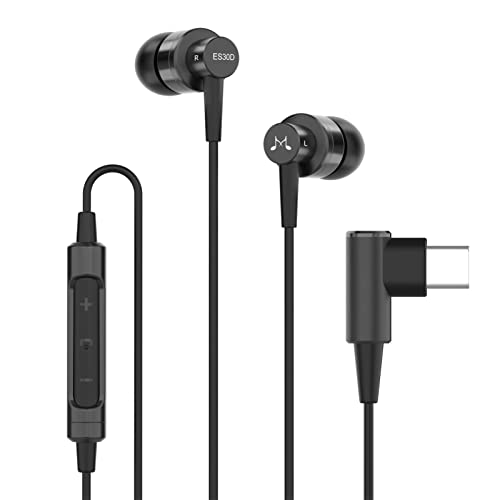 SoundMAGIC ES30D Écouteurs Numériques USB Type C avec Microphone Hi-FI Stéréo Casque Intra Auriculaires Filaires avec Basses Puissantes Isolation du Bruit Compatibilité avec Appareils Android Noir
